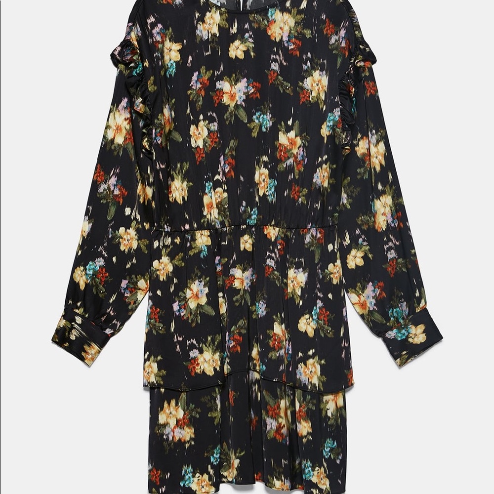 MULTI COLOR RUFFLED PRINT DRESS - Picture 2 of 8